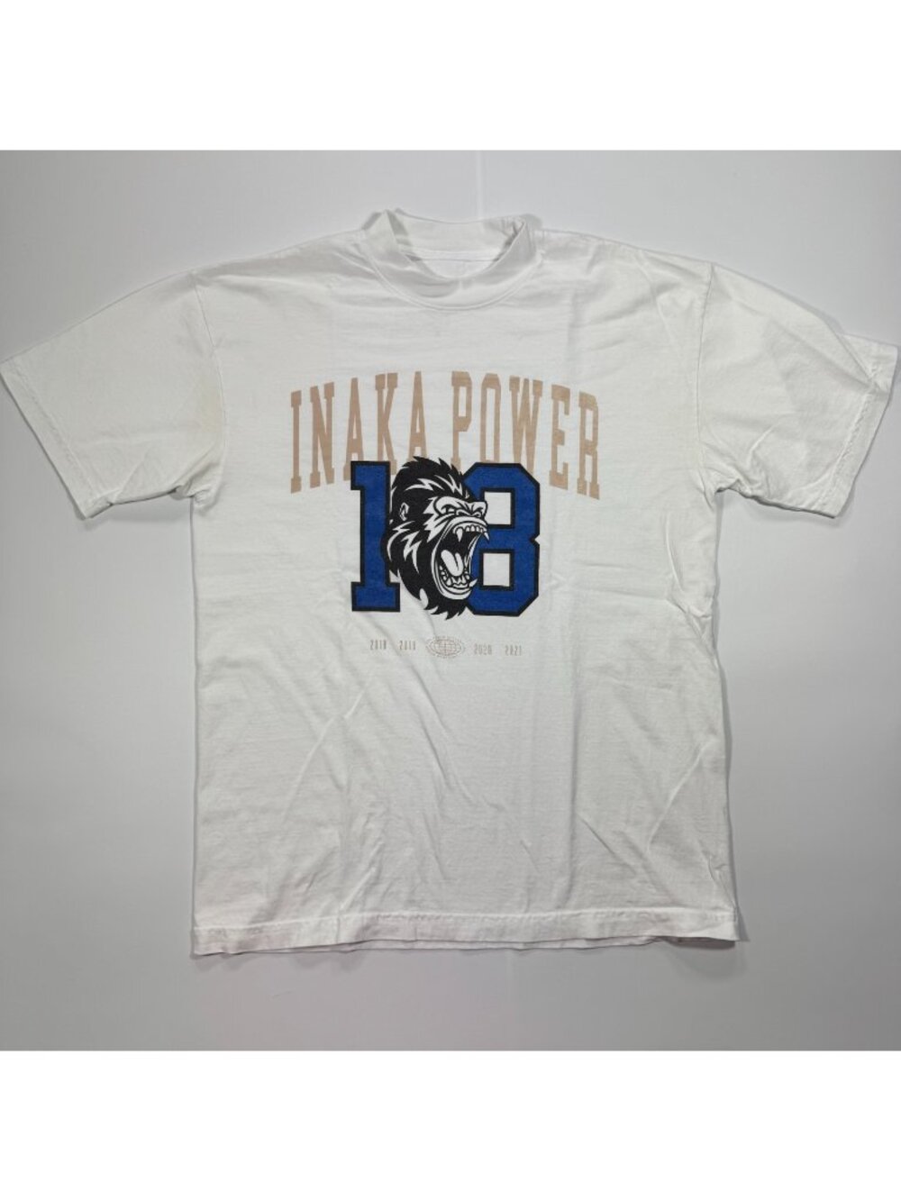 Inaka Power T-Shirt Mens M White Graphic Print Cotton #18 Sports Baseball Summer